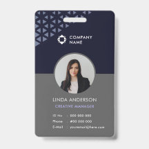 Cooles, blaues graues Employee Foto ID Geometrisch