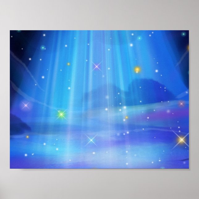 cooles blaues, magisches Lichtplakat Poster (Vorne)