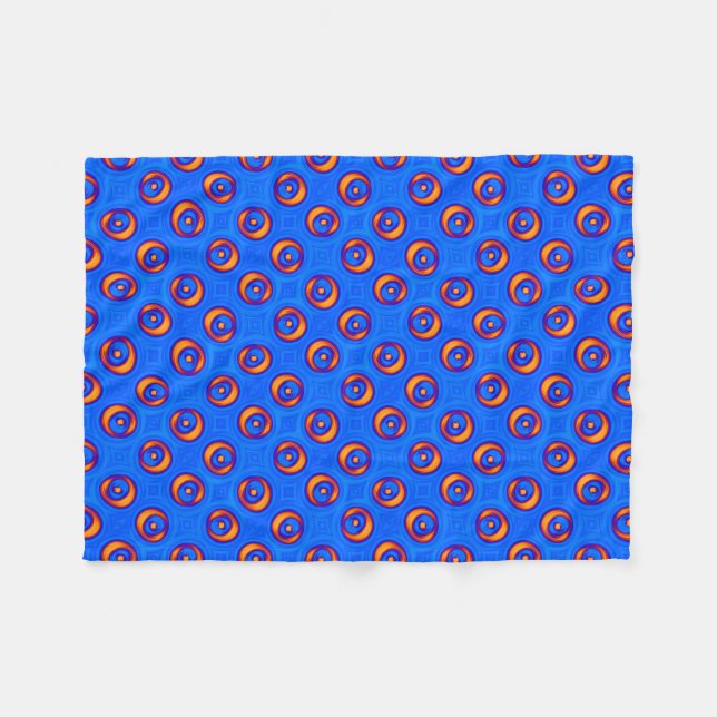 Cooles blaues Orange Fleecedecke (Vorderseite (Horizontal))