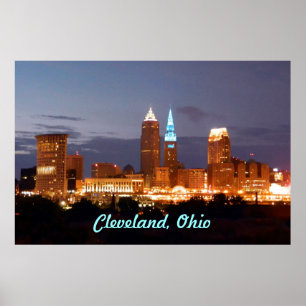 Cooles blaues Plakat Clevelands Ohio