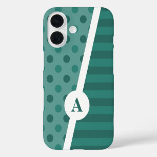 Cooles blaues Polka-Dot- und Streifenmuster iPhone 16 Hülle