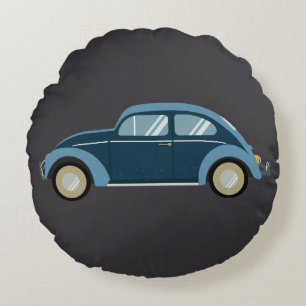 cooles blaues Retro-Auto mit Schrammen Rundes Kissen