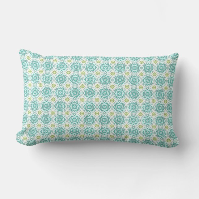 Cooles blaues Retro Kreis-Pastellmuster Ostern Lendenkissen (Vorderseite)