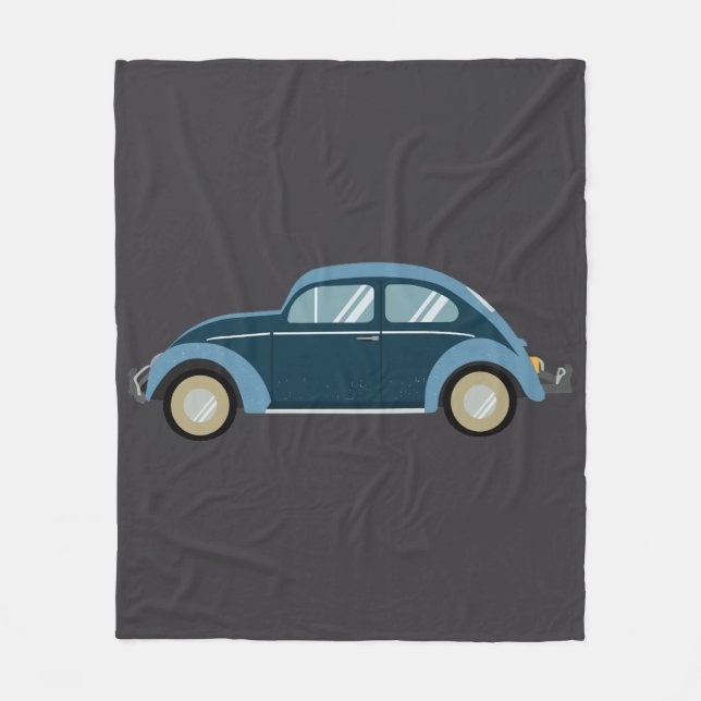 cooles blaues Retroauto mit Manschetten Fleecedecke (Vorderseite)
