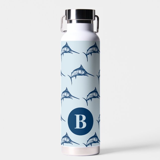 Cooles Blaues Schwertfisch-Muster Trinkflasche (Vorne)
