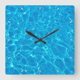 Cooles blaues Schwimmbad Wasser Quadratische Wanduhr