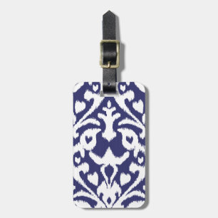 Cooles blaues und weißes Ikat-Stammmuster Gepäckanhänger