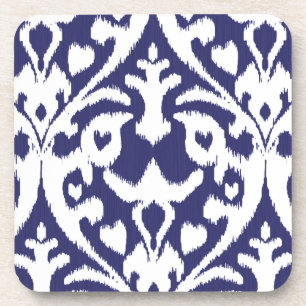 Cooles blaues und weißes Ikat-Stammmuster Getränkeuntersetzer