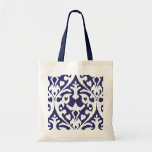 Cooles blaues und weißes Ikat-Stammmuster Tragetasche
