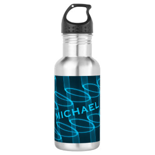 Cooles Blaues Wellenmuster Personalisiert Edelstahlflasche