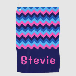Cooles blaurosa Zickzack Monogramm Golfhandtuch