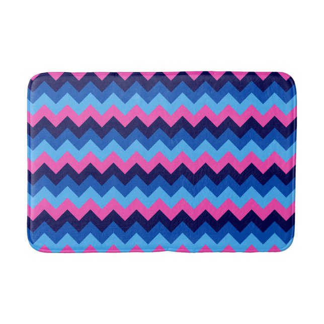 Cooles blaurosa Zickzack Muster Mittelbadematte Badematte (Vorderseite)