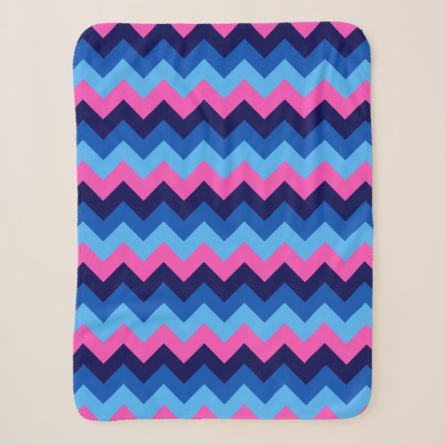 Cooles blaurosa Zickzack Print Small Sherpa Blanko Sherpadecke (Vorderseite)
