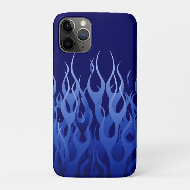 Cooles Blue Racing Flames Button Streifen Case-Mate iPhone Hülle (Rückseite)