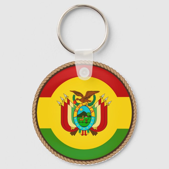 Cooles Bolivien-Flaggen-Siegel Schlüsselanhänger (Vorderseite)