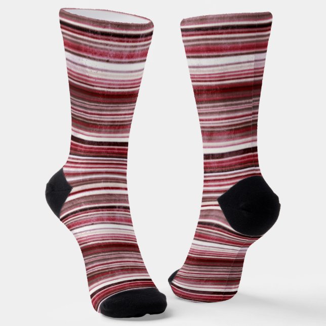 cooles Bordeaux-Streifen-Muster unisex Socken (Gewinkelt)