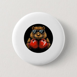 Cooles Boxer-Biber-Design für einen Knockout-Stil  Button