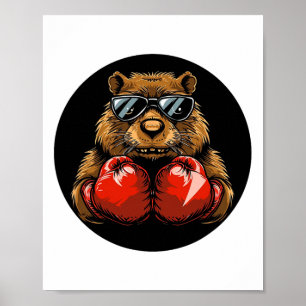 Cooles Boxer-Biber-Design für einen Knockout-Stil Poster