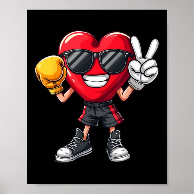 Cooles Boxerherz Boxen Männer Jungen Kinder Friede Poster (Vorne)