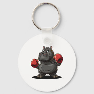 Cooles Boxsportkleid für Hippo und Tiere Schlüsselanhänger