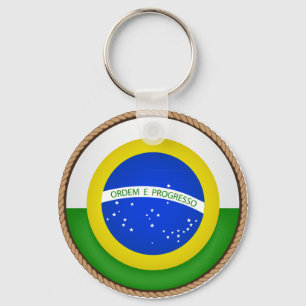 Cooles Brasilien-Flaggen-Siegel Schlüsselanhänger