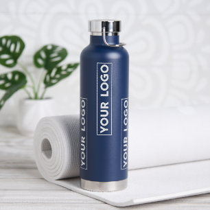 Cooles breites Logo-Muster Navyblau Trinkflasche