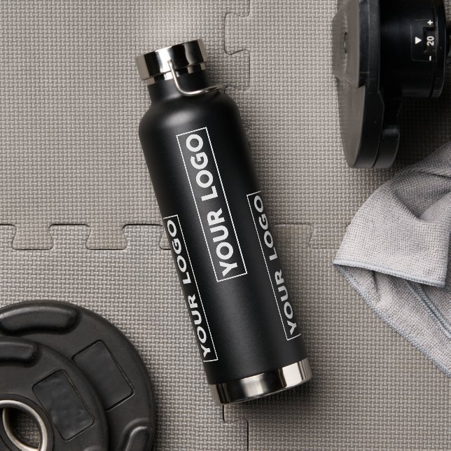 Cooles breites Logo-Muster Schwarz Trinkflasche (Fitnesstudio (gedreht))