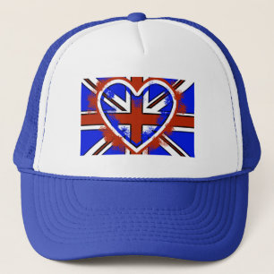 Cooles britisches Flaggenherzendesign Truckerkappe
