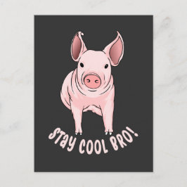 Cooles Bro Funny Pig bleibe Postkarte