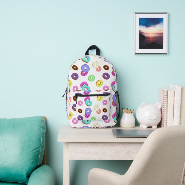 Cooles, buntes Donuts-Muster weiß Bedruckter Rucksack (InSitu)