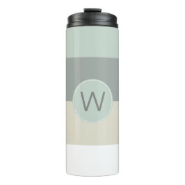 Cooles Calming-Streifen-Muster mit Monogramm Thermosbecher