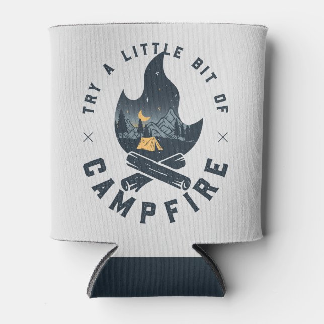 Cooles Camping Camper Feuer im Val Piora Dosenkühler (Vorderseite)