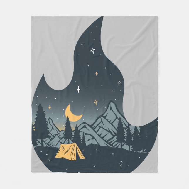 Cooles Camping Camper Feuer im Val Piora Fleecedecke (Vorderseite)