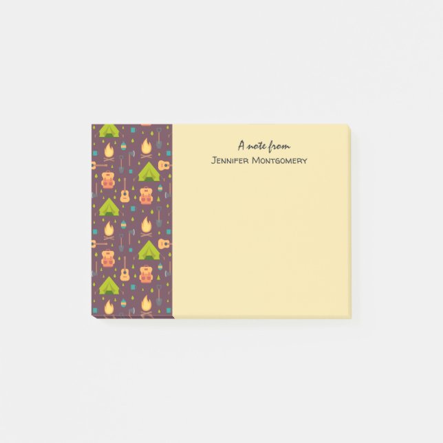 Cooles Camping Design Outdoorsy-Muster Post-it Klebezettel (Vorderseite)