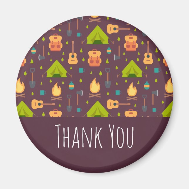 Cooles Camping Design Outdoorsy Muster Vielen Dank Magnet (Vorne)