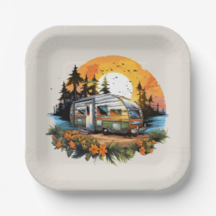 Cooles Camping liebt Party Pappteller