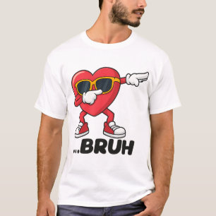Cooles Cartoon-Heart-Dab-T-Shirt – Lustiges „BRUH“ T-Shirt