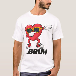 Cooles Cartoon-Heart-Dab-T-Shirt – Lustiges „BRUH“ T-Shirt