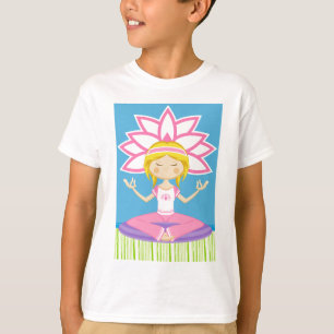 Cooles Cartoon-Yoga-Mädchen T-Shirt