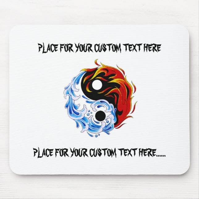 Cooles Cartoontätowierungssymbol-Wasserfeuer Yin Mousepad (Vorne)