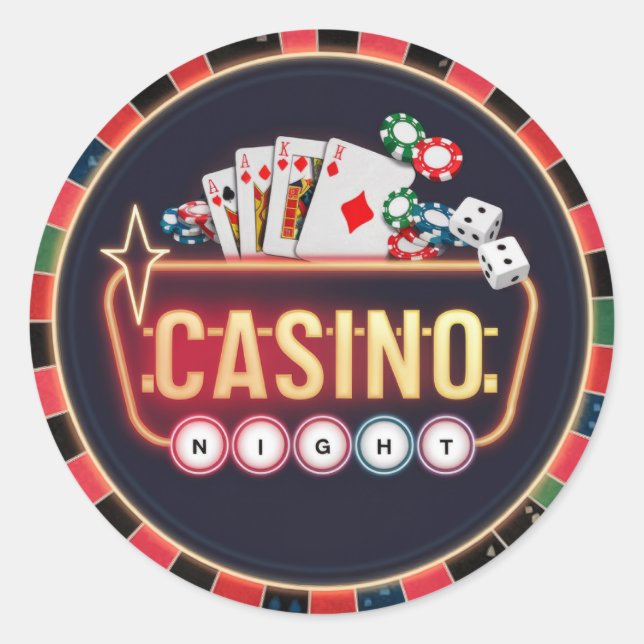 Cooles Casino Runder Aufkleber (Vorderseite)