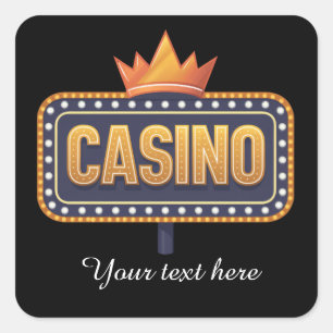 Cooles Casino-Zeichen fügen Text hinzu Quadratischer Aufkleber