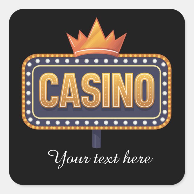 Cooles Casino-Zeichen fügen Text hinzu Quadratischer Aufkleber (Vorderseite)