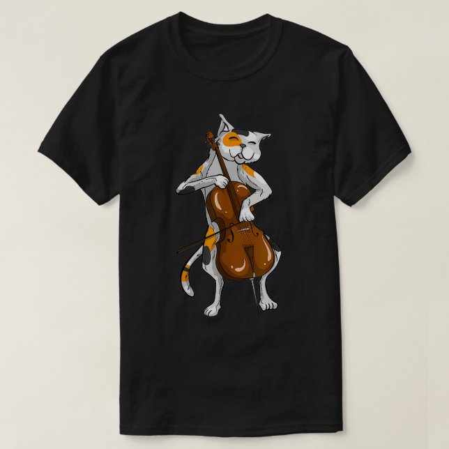Cooles Cat Playing Cello Funny Kitten Instrument P T-Shirt (Design vorne)