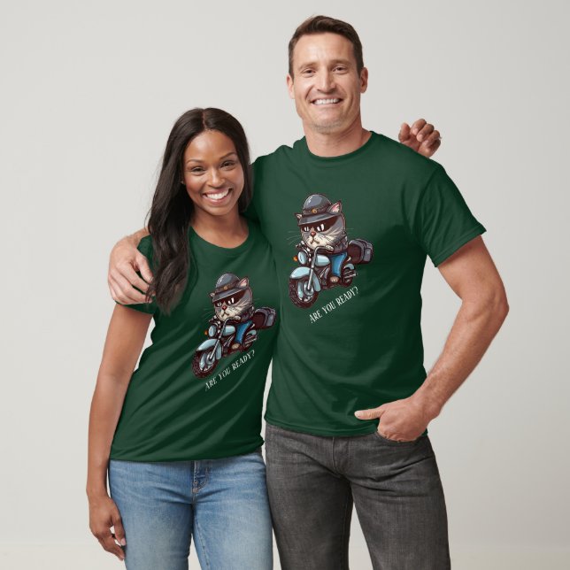 Cooles Cat Ride Motorrad Sind Sie bereit T - Shirt (Unisex)