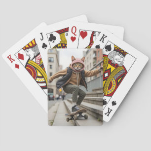 Cooles Cat Skateboard Radikale Feline Skater Gesch Spielkarten