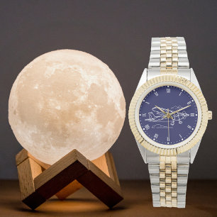 Cooles Cessna-Flugzeug und Wolken, Luftfahrt Armbanduhr