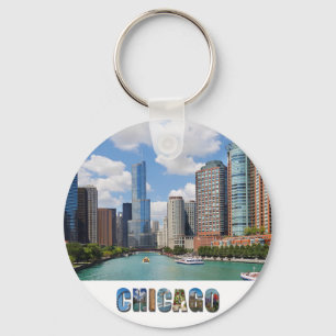 Cooles Chicago River Skyline-Foto Schlüsselanhänger
