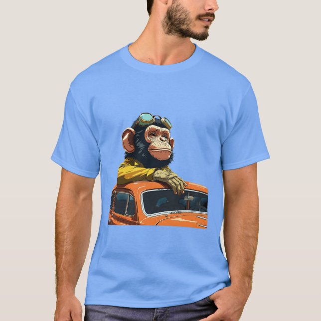 Cooles Chimp Roadster-Abenteuer T-Shirt (Vorderseite)