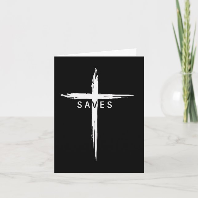 Cooles christliches Kreuz Jesus rettet Männer Frau Karte (Vorderseite)